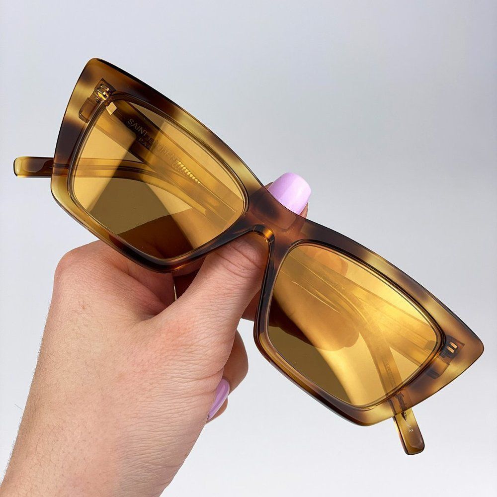 Saint Laurent SL276 MICA 022 Sunglasses Havana Yellow Cat Eye Women - Picture 3 of 13